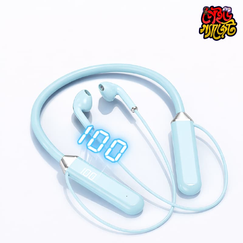 Wireless Neckband Bluetooth Earphones with LED Display | Long Battery Sports Headset - image 1
